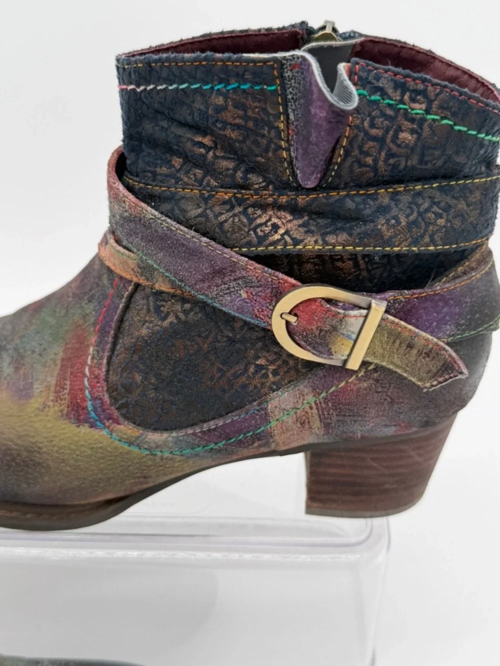 L'Artiste by Spring Step Shazzam Multi Leather Ankle Boots EU 39 US 8.5 Boho